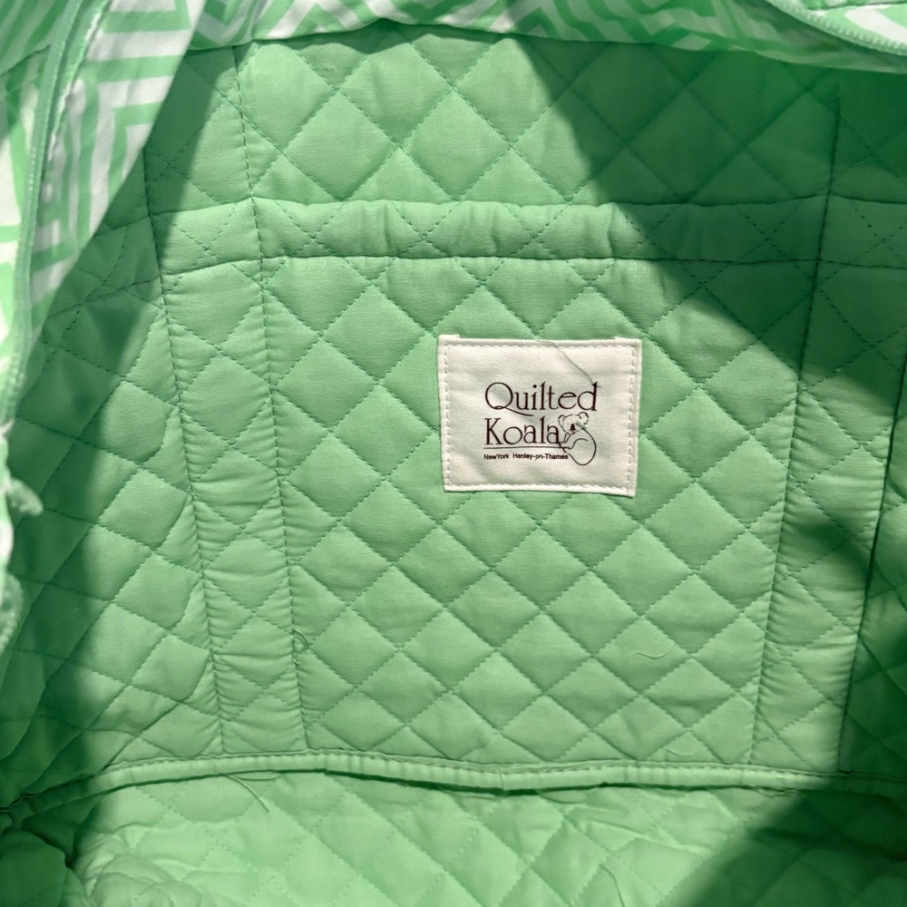 NWT-Quilted Koala large geometric shape quilted double strap tote, green or pink - Picture 8 of 15